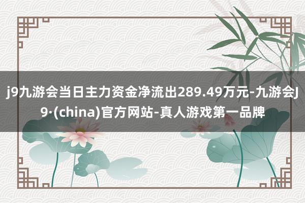 j9九游会当日主力资金净流出289.49万元-九游会J9·(china)官方网站-真人游戏第一品牌