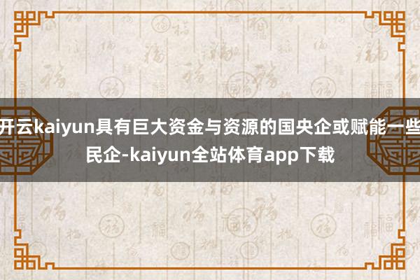 开云kaiyun具有巨大资金与资源的国央企或赋能一些民企-kaiyun全站体育app下载