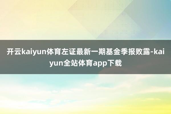 开云kaiyun体育左证最新一期基金季报败露-kaiyun全站体育app下载